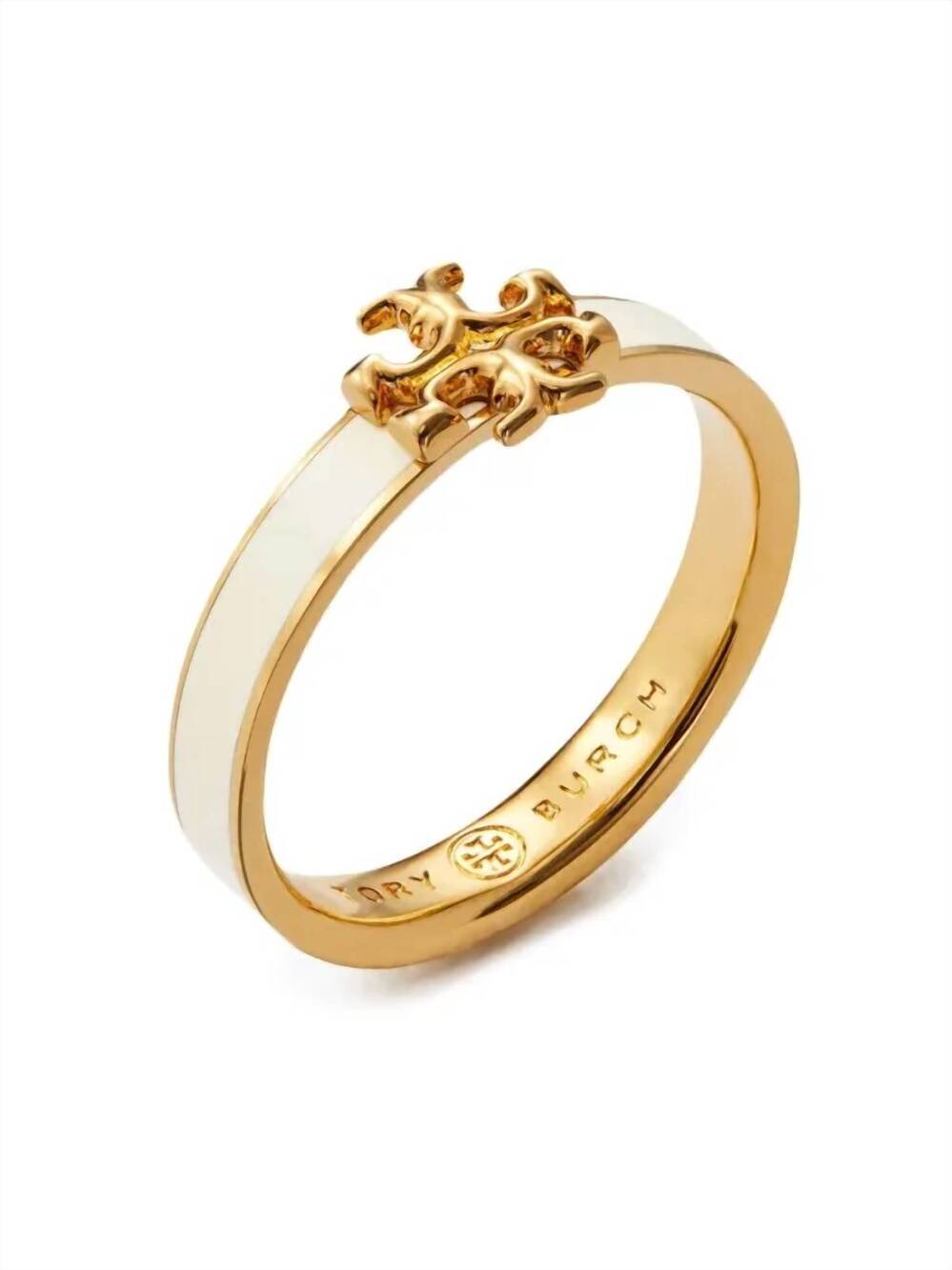 NEW TORY BURCH kira enamel ring in white gold